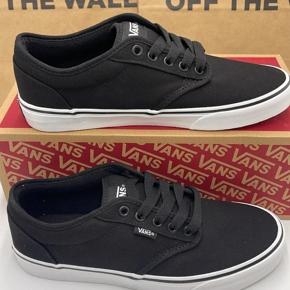 Vans Men’s Canvas Sneakers Classic Low-Top Design Atwood (Canvas) Black/White